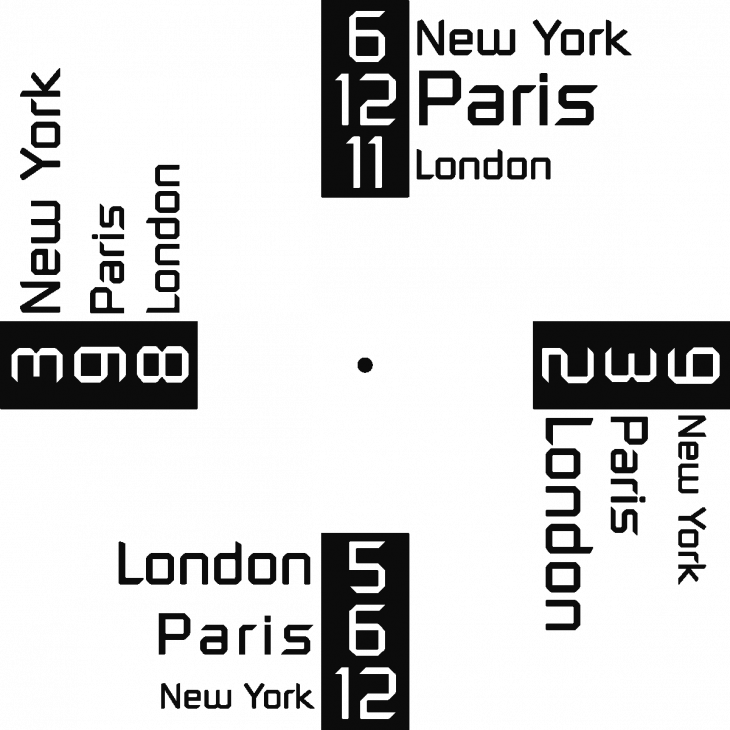 Klokken Muurstickers - Muursticker decoratieve Tijd in New York, Parijs en Londen - ambiance-sticker.com