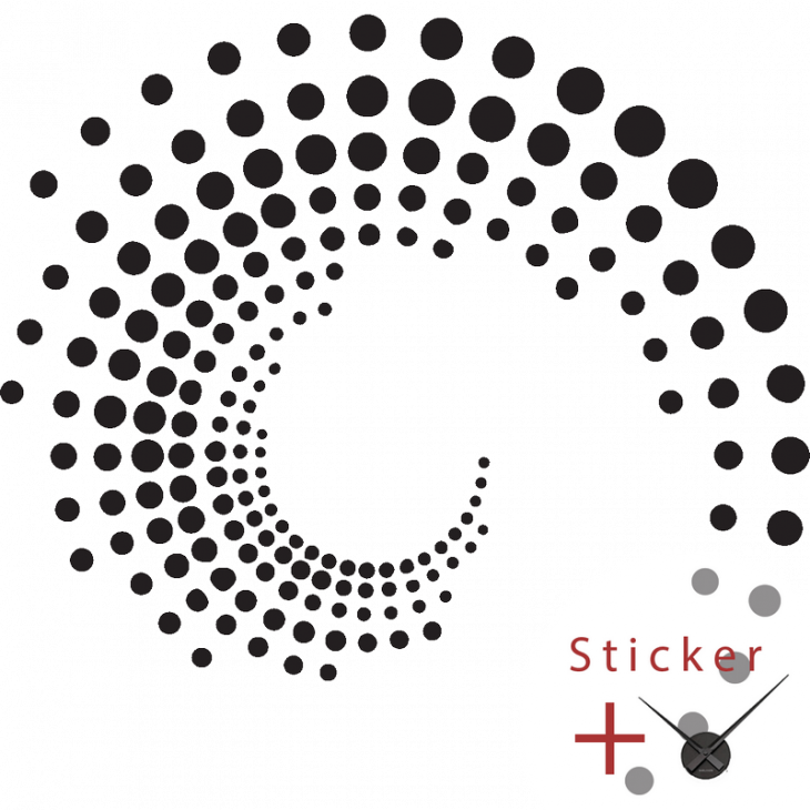 Klok Muursticker spiraal in stippellijnen - ambiance-sticker.com