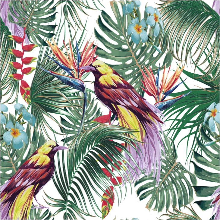 muurstickers tropisch tapijt- Muursticker tropisch tapijt Villa Serrana - ambiance-sticker.com