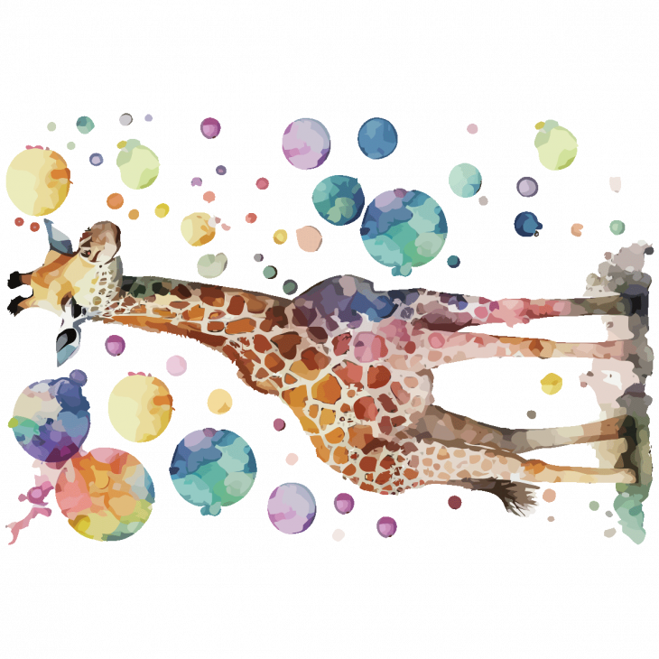 Muurstickers dieren - Muursticker dieren aquarel artistieke giraffe - ambiance-sticker.com