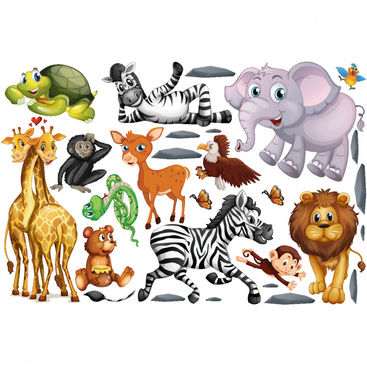 Muurstickers dieren - Dieren sticker savanne grappen - ambiance-sticker.com